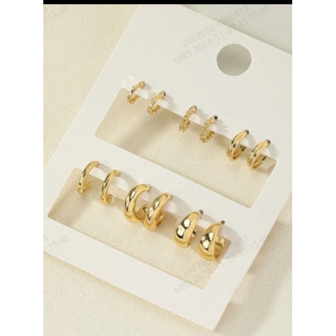 European & American Stylish  6pcs C-Shaped Earrings