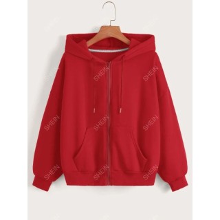 Zip Up Drop Shoulder Hoodie - SHEIN BD