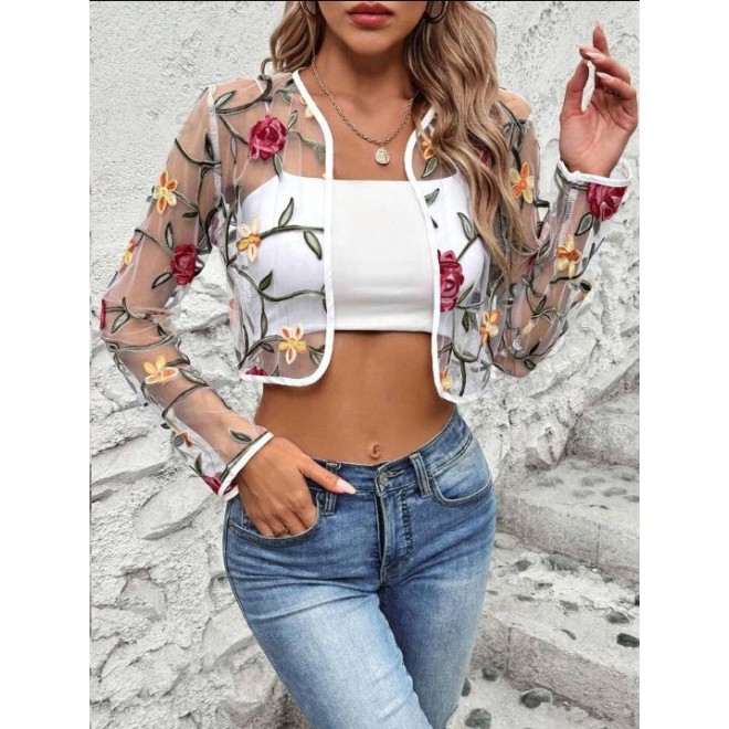 Front Open Short Jacket With Long Sleeves
