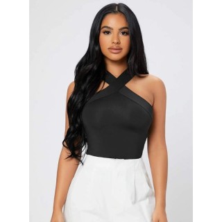 PETITE Solid Halter Crop Top - SHEIN BD