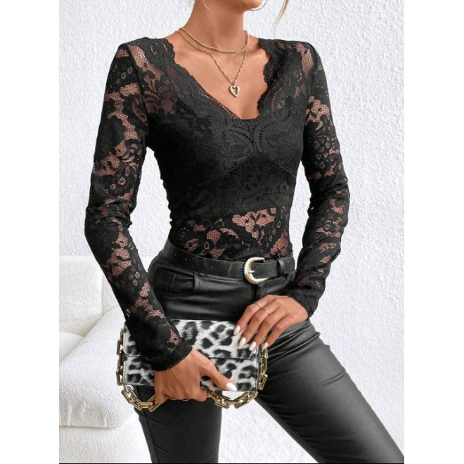 V-Neck Lace Blouse