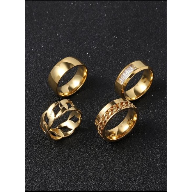Men Ring For Wedding Party 4pcs Set