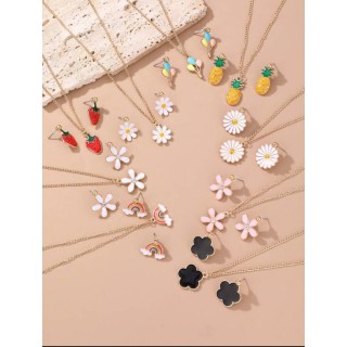 Fruit and Flower Necklace Earring Combination Set - SHEIN BD