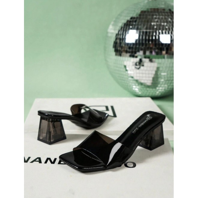 Black Transparent Strap High - Heel Sandal Black Transparent Strap High - Heel Sandal