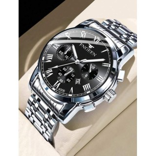 Men Watch Stainless Steel Luxury Button